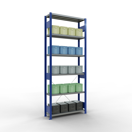 Produktbild Schulte Lagertechnik Stecksystem Grundregal MULTIplus330 mit Kreuzstrebe