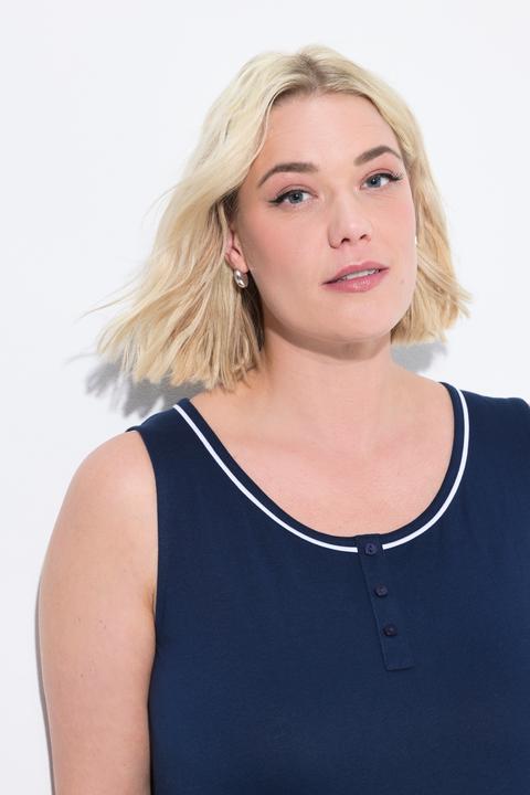 Produktbild Ulla Popken Pyjama-Tops, 2er-Pack, uni/Blüten, Rundhals, ärmellos (50, 52)