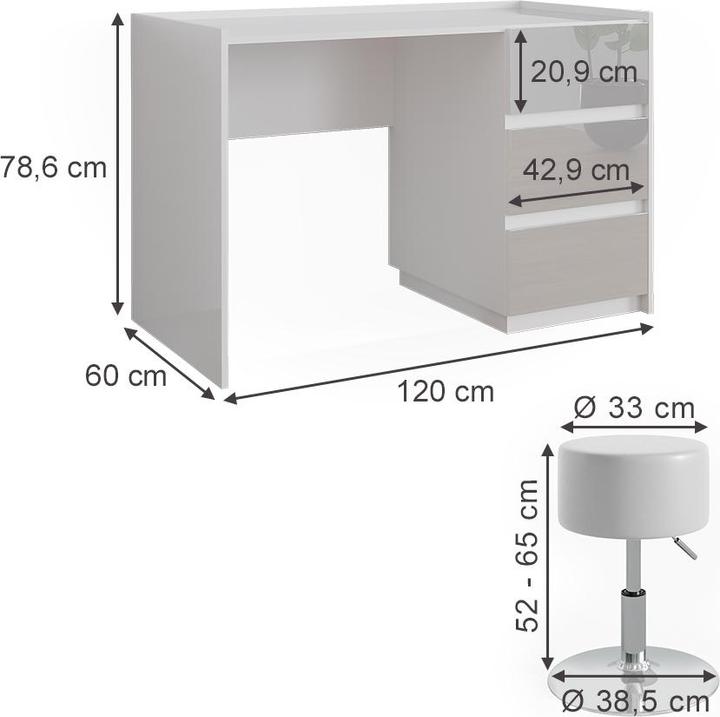 Actual product image Vicco Marla with stool (120 x 60 x 78.60 cm)
