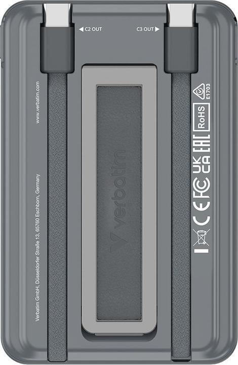 Image du produit Verbatim CnG 2C PB Wless 5000mAh Grey (5000 mAh, 20 W, 18.50 Wh)