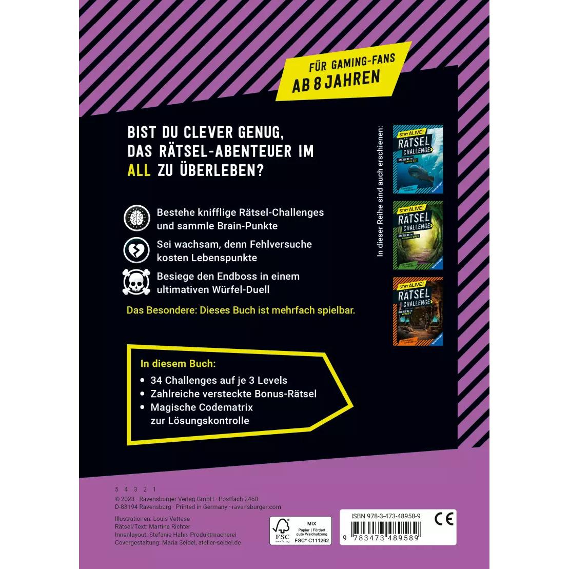 Thumbnail - Stay alive! Rätsel-Challenge: Überlebe im All, Kinderbücher von Martine Richter, Louis Vettese