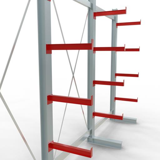 Produktbild Schulte Lagertechnik K 3000 Kragarm-Komplettregal 4 Ständer - 1-seitig