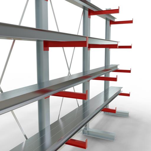 Produktbild Schulte Lagertechnik K 3000 Kragarm-Komplettregal 4 Ständer - 1-seitig