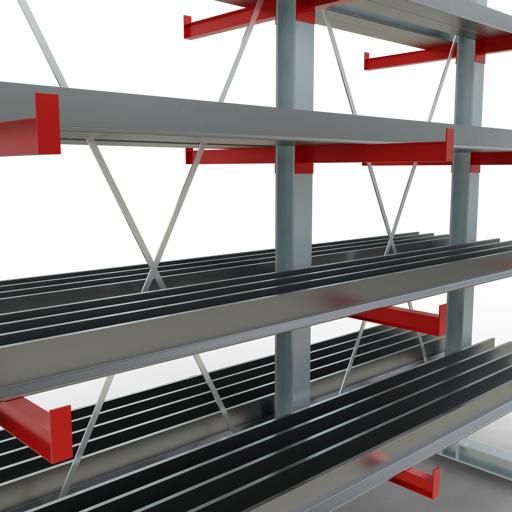 Produktbild Schulte Lagertechnik K 3000 Kragarm-Komplettregal 3 Ständer - 2-seitig