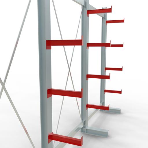 Produktbild Schulte Lagertechnik K 3000 Kragarm-Komplettregal 4 Ständer - 1-seitig