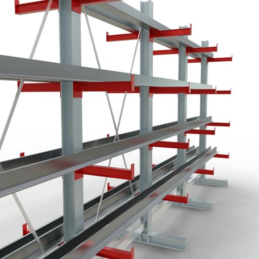 Produktbild Schulte Lagertechnik K 3000 Kragarm-Komplettregal 5 Ständer - 2-seitig