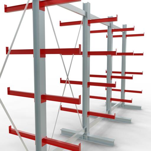 Produktbild Schulte Lagertechnik K 3000 Kragarm-Komplettregal 5 Ständer - 2-seitig