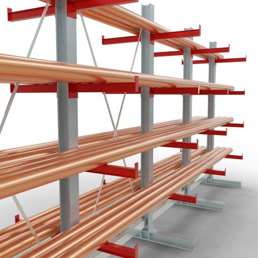 Produktbild Schulte Lagertechnik K 3000 Kragarm-Komplettregal 5 Ständer - 2-seitig