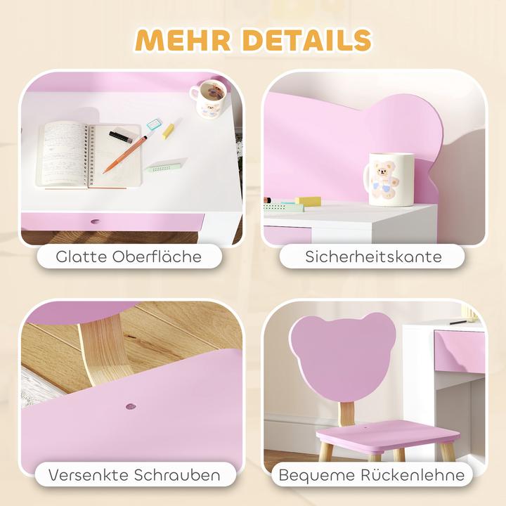 Immagine prodotto Aiyaplay Kinderschreibtisch Set MDF, Kiefernholz Rosa (Dinette per bambini)