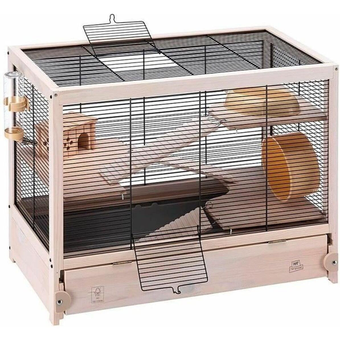 Meilleurs prix pour Ferplast Cage en bois FSC pour hamsters HAMSTERVILLE, souris et petits rongeurs, structure sur plusieurs niveaux, accessoires inclus