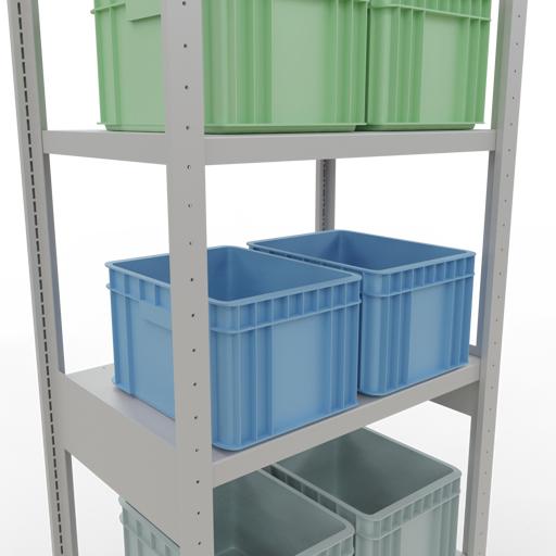 Actual product image Schulte Lagertechnik MULTIplus250 boltless basic shelving system with length ledgers