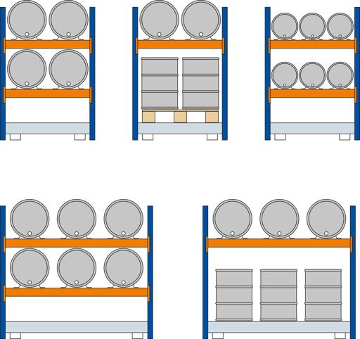 Actual product image Schulte Lagertechnik Barrel base rack 200 l barrels - 6 lying - 6 standing