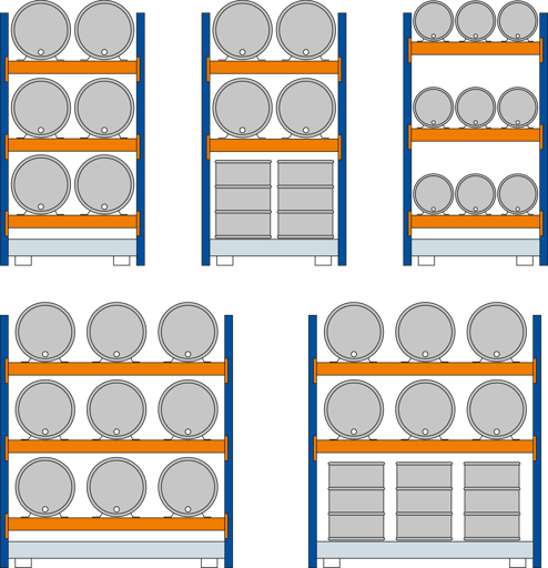 Produktbild Schulte Lagertechnik Fassgrundregal 200 l Fässer - 6 liegend - 6 stehend