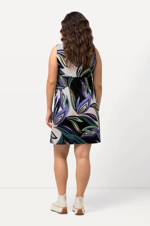 Actual product image Ulla Popken Leaf Print Sleeveless Swing Dress (50, 52)