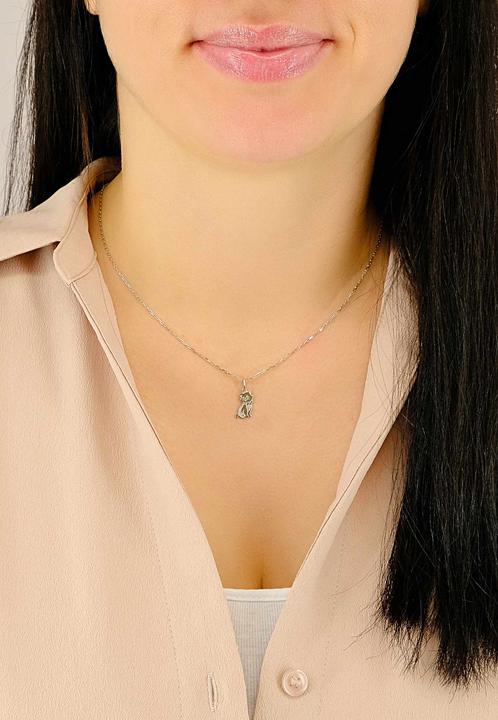 Immagine prodotto Muau Ciondolo gatto oro bianco 750, 18x9mm (Oro bianco 750/18 carati)