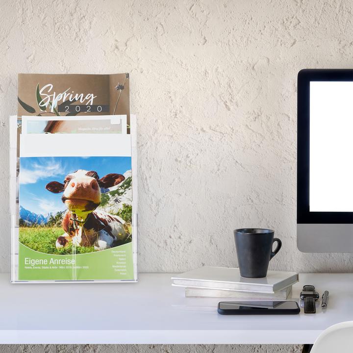 Immagine prodotto Relaxdays Porta Depliant A4/LunghezzaISO 3 Livelli Acrilico (A4, DL)