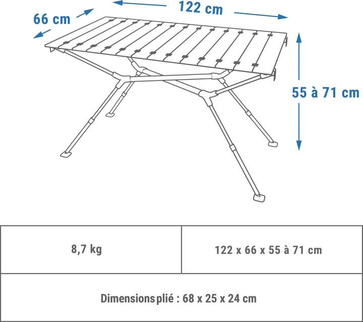 Actual product image Quechua Compact camping table 4/6 people - Wooden top - Storage compartment