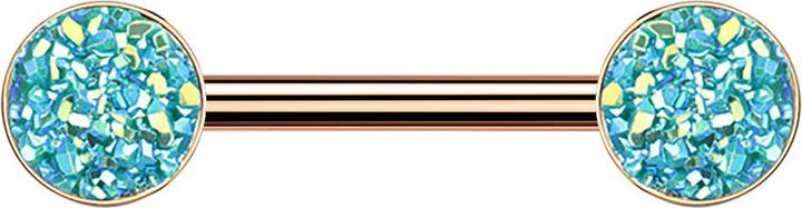 Produktbild Star Piercing Barbell rosegold mit Druse Stein grün (ohne Messing, Chirurgenstahl 316L)