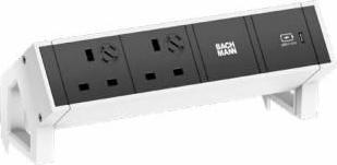 Produktbild Bachmann DESK2 2xUK 1xUSB C 60W 0,2m GST18 RAL9010 (2 x, GST18, 0.20 m)
