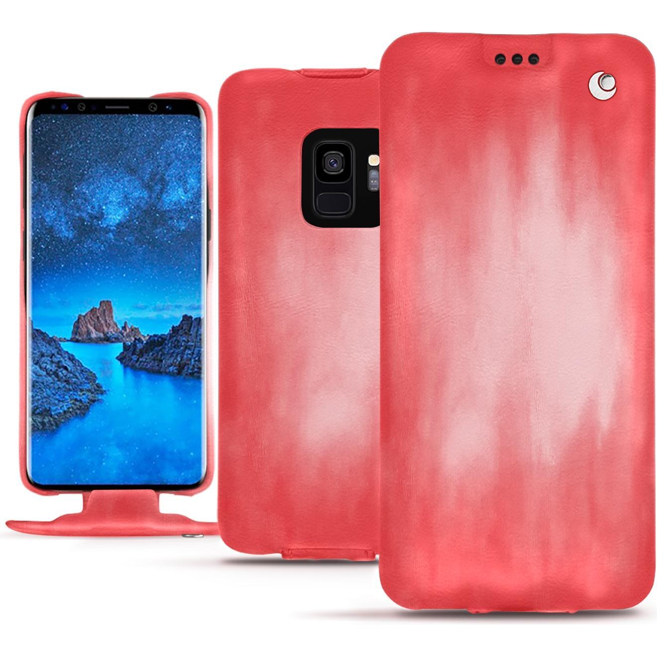 Noreve Lederschutzhülle vertikal (Samsung Galaxy S9), Smartphone Hülle, Rosa