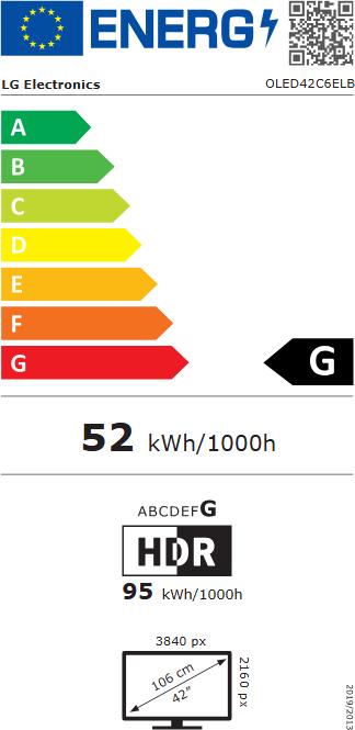 Etichetta energetica LG OLED42C6ELB (42", C6, OLED, 4K, 2026)