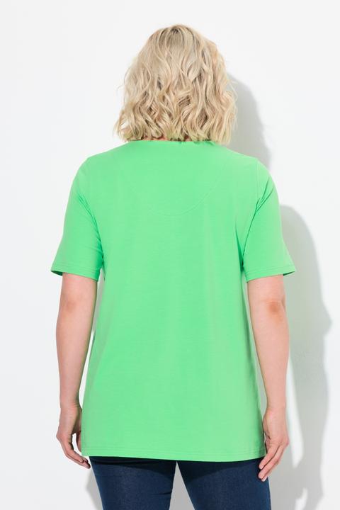 Image du produit Ulla Popken T-shirt manches courtes et col tunisien, coupe évasée (58)