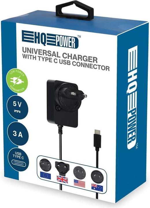 Actual product image Velleman UNIVERSAL CHARGER WITH TYPE C USB CONNECTOR - 5 VDC - 3 A with 4 TRAVEL PLUGS - 15 W max. (15 W)