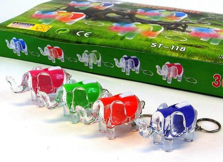 Adar Elefanten-Schlüsselanhänger mit Licht 6x4cm (30 Stück)