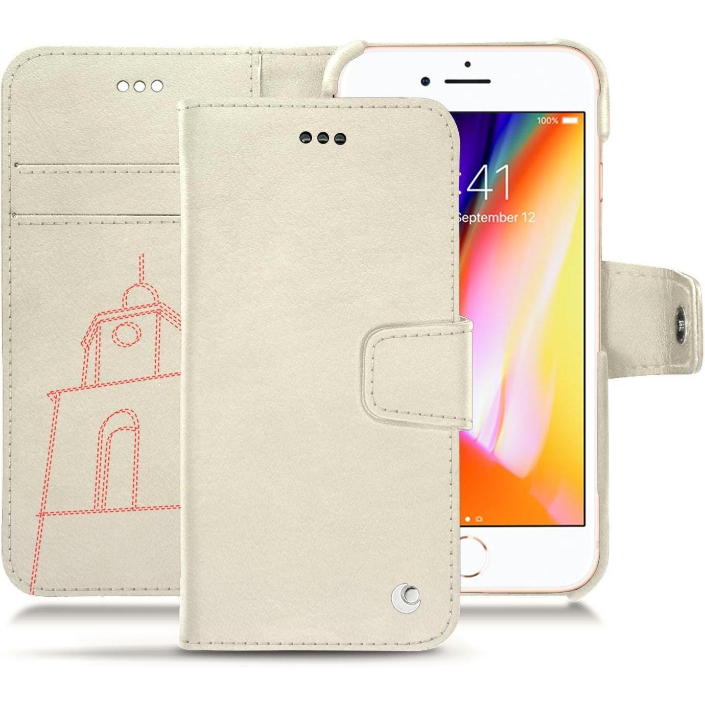 Noreve Lederschutzhülle Wallet (Apple iPhone 8), Smartphone Hülle, Weiss