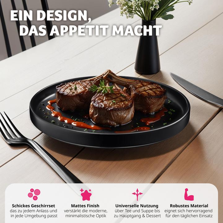 Produktbild tectake Geschirrset Una, aus Steingut, für 6 Personen (30 Stück)