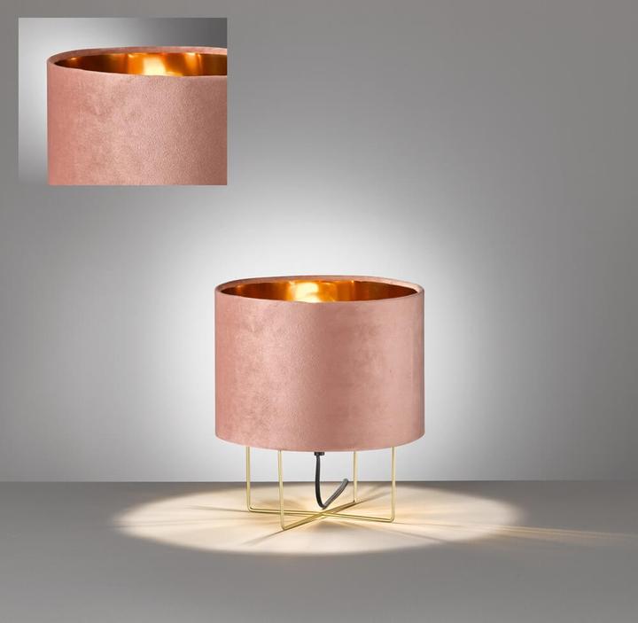 Actual product image Fischer & Honsel Honsel Aura table lamp, table lamp E27 fabric shade rose velvet gold 50393 (E27)