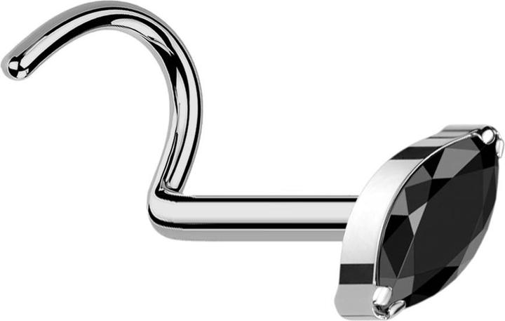 Immagine prodotto Star Piercing Perno nasale curvo in argento con cristallo ovale nero (Titanio, senza ottone)