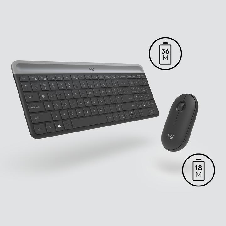 Image du produit Logitech Clavier et souris sans fil MK470, Graphite Sp., US (ING. Int., Sans fil)