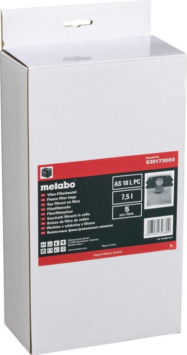 Actual product image Metabo 5 fleece filter bags - 7.5l (630173000)