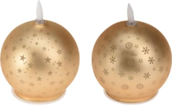 Tector Led candle golden christmas ball, warm white, 2 models with christmas motifs