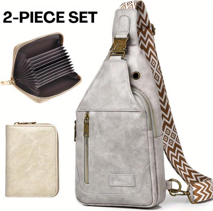 Only-Bags.Store Set di borse a tracolla in pelle: materiale PU, impermeabile, grande capacità, adatto agli studenti