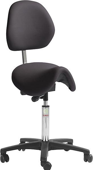 Actual product image kaiserkraft Saddle stool with back rest, seat height 580 - 770 mm, plastic, vinyl.