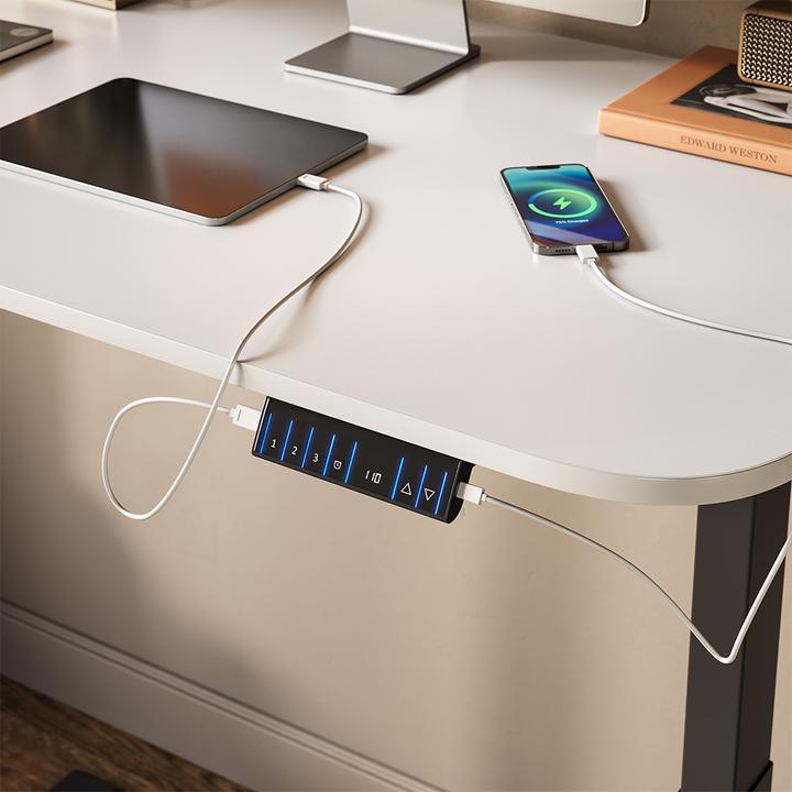 Produktbild Vicco Schreibtisch Elevate, Weiss/Schwarz, 180 x 57.5 cm (140 x 80 x 120 cm)