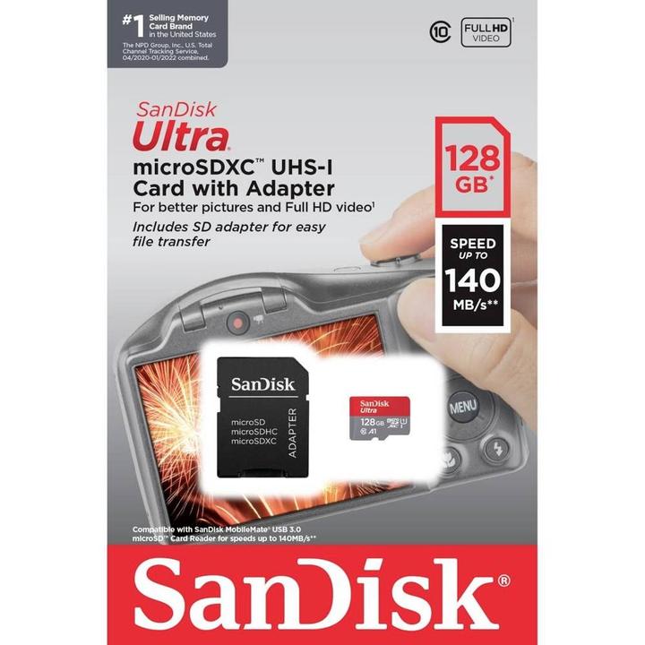 Produktbild SanDisk Ultra microSDXC /s+SD Adapter (128 GB, microSDXC, U1, UHS-I)