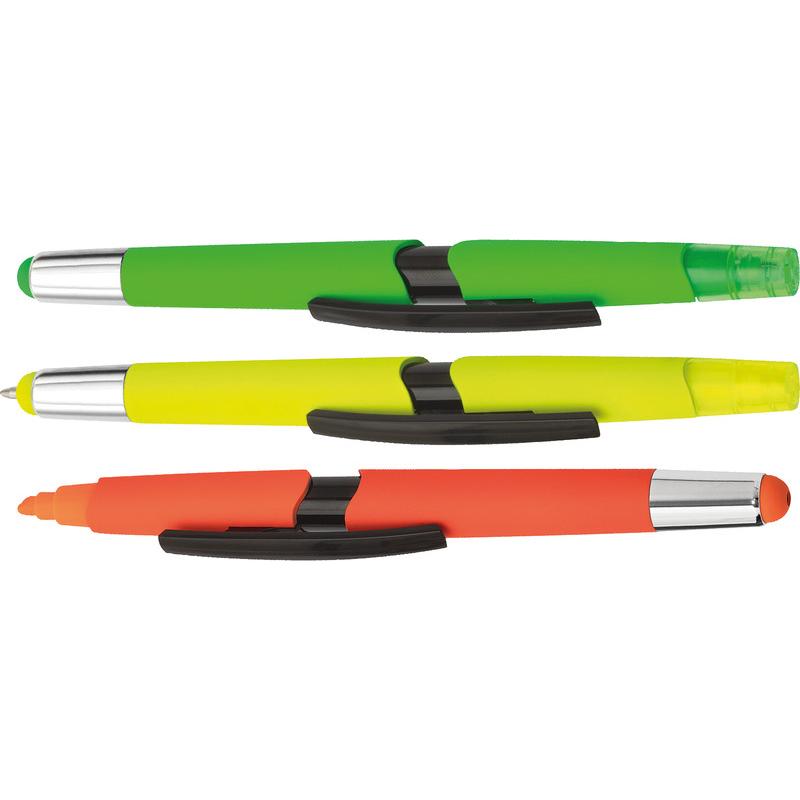 Wedo Eingabestift Touch Pen Neon 3 in 1, Stylus, Gelb, Orange, Grün