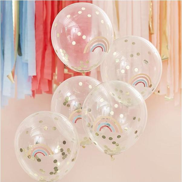 Produktbild Ginger Ray Regenbogen Goldkonfetti Ballons (5x)