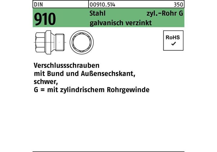 Immagine prodotto SANDISK Tappo a vite DIN 910 VG 1 1/2"" acciaio 5,8 elettrozincato ASK con collare (10 Viti per pezzo)