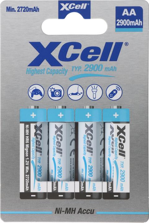 Immagine prodotto XCell 4er-Set Akkus Typ AA (Mignon), Ni-MH, 1,2V / 2700mAh (4 pz., AA, 2700 mAh)