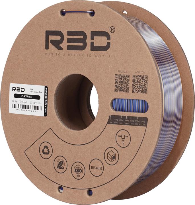 Produktbild R3D eSilk Mystic-PLA Gold-Kupfer-Blau Filament 1.75mm 1Kg (PLA, 1.75 mm, 1000 g)