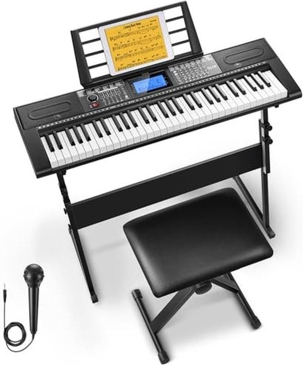 Donner Electronic Piano Kit with Stand, Stool, Microphone, 61 Keys, 249 Voices, 249 Rhythms (61 Tasten)