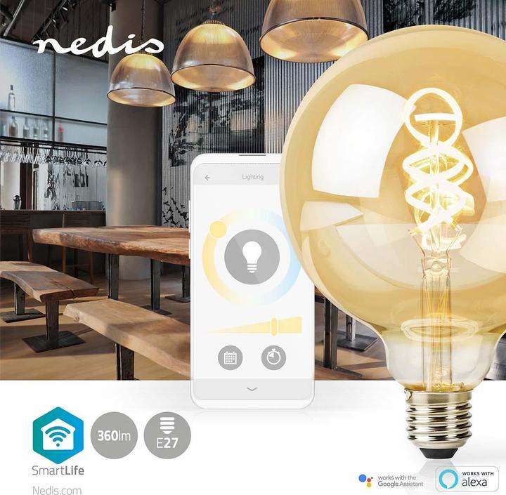 Produktbild Nedis WIFILRT10G125 Smartlife LED Filament Lampe WLAN E27 360 lm 4.9 W Warm to Cool White 1800 - 650 (E27, 360 lm, 1x)