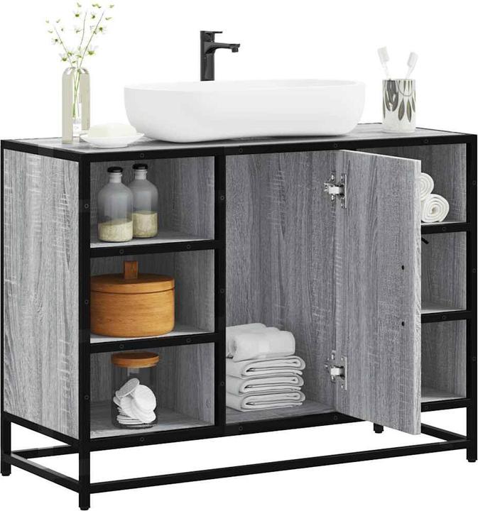 vidaXL Waschbeckenunterschrank Grau Sonoma 80x33x60 cm Holzwerkstoff (80 x 33 x 60 cm)