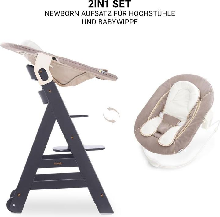 Produktbild Hauck Hochstühle Beta Plus Dark Grey 5-tlg. Newborn Set - Hochstuhl (Hochstuhl, Treppenhochstuhl)