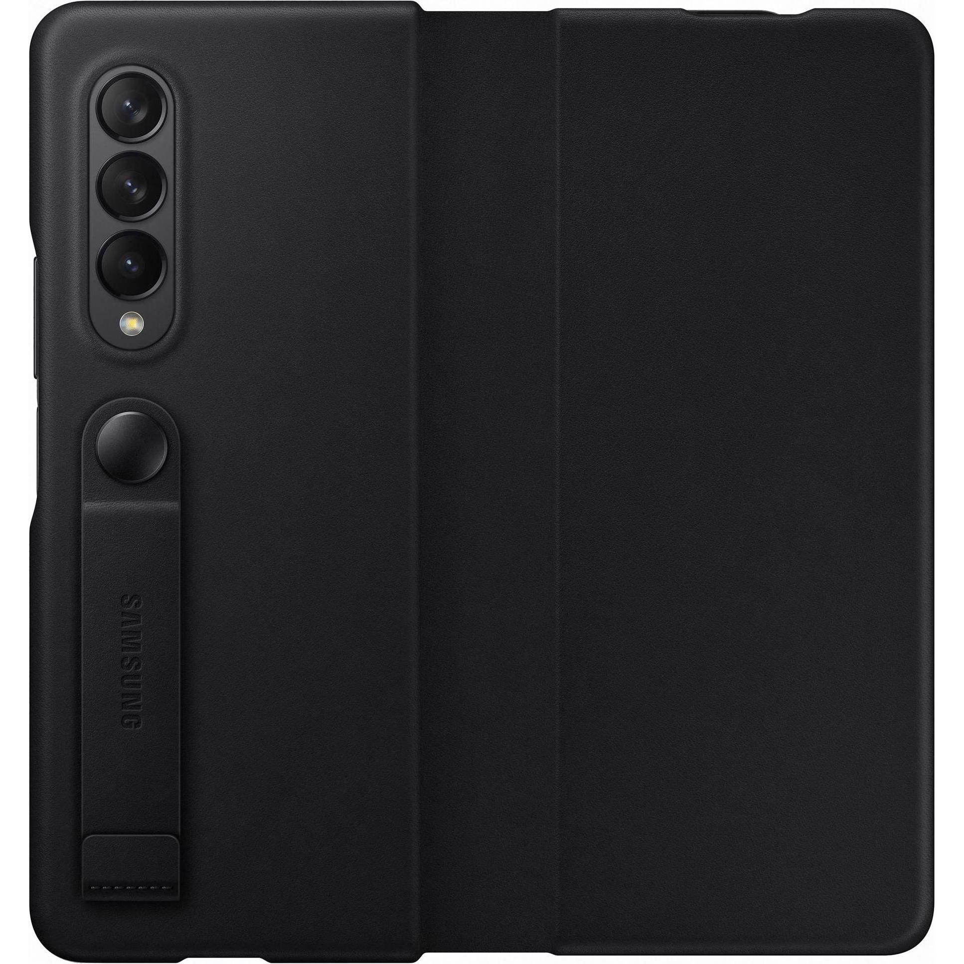 Samsung Leather Flip Cover (Samsung Galaxy Z Fold3), Smartphone Hülle, Schwarz