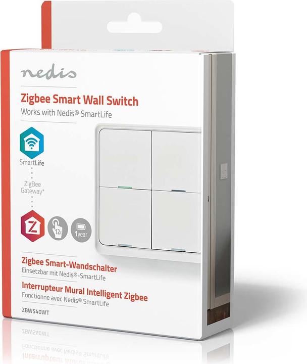 Immagine prodotto Nedis ZBWS40WT Interruttore a parete WiFi Smartlife, bianco